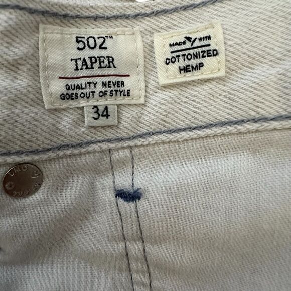 Levi's ~ Made & Crafted ~502 Taper Fit Jeans~ Beige size 34 ~ Cottonized Hemp - Picture 8 of 14